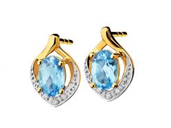 Kolczyki z żółtego złota z diamentami i topazami - próba 375. Żółte kolczyki Apart, z diamentem, złote. Za 1,059.00 zł.