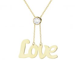 Złoty naszyjnik z cyrkonią - love. Żółte naszyjniki Apart, z cyrkonią, złote. Za 1,259.00 zł.