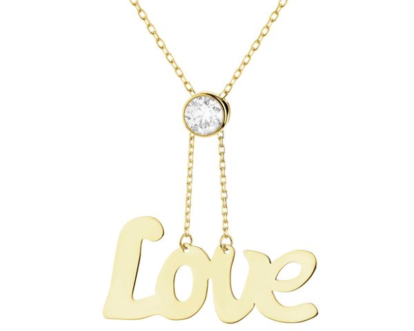 Złoty naszyjnik z cyrkonią - love. Żółte naszyjniki Apart, z cyrkonią, złote. Za 1,259.00 zł.