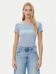 Guess T-Shirt W5GI14 J1314 Niebieski Regular Fit. Niebieskie t-shirty Guess, m, z aplikacjami, z bawełny, bez kołnierzyka, bez ramiączek. Za 119.99 zł.