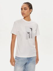 Calvin Klein T-Shirt B&W Flower K20K207579 Biały Regular Fit. Białe t-shirty Calvin Klein, xxl, bez wzorów, z bawełny, bez kołnierzyka, bez ramiączek. Za 149.99 zł.