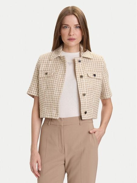 Morgan Bluzka 252-VENU.F Beżowy Regular Fit. Brązowe bluzki Morgan, bez wzorów, z bawełny, bez kołnierzyka, bez ramiączek. Za 269.99 zł.