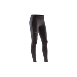Ciepłe legginsy do biegania RUN WARM+ damskie. Czarne legginsy KALENJI, l, bez wzorów, z elastanu. Za 79.99 zł.