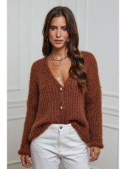 L'armoire de Suzette Kardigan w kolorze brązowym rozmiar: 38/40. Brązowe kardigany L'armoire de Suzette, l, bez wzorów, ze splotem. Za 170.47 zł.