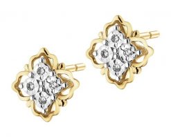 Kolczyki z żółtego złota z diamentami - kwiaty - 0,03 ct - próba 375. Żółte kolczyki Apart, z diamentem, złote. Za 1,129.00 zł.
