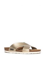 Sunbay Klapki "Rita" w kolorze złotym rozmiar: 39. Żółte klapki Sunbay, bez wzorów, z otwartym noskiem, bez obcasa. Za 60.73 zł.