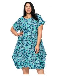 Aller Simplement Sukienka w kolorze niebiesko-turkusowym rozmiar: 42/44. Niebieskie sukienki Aller Simplement, bez wzorów, z bawełny, klasyczne, bez kołnierzyka, bez ramiączek, midi. Za 82.99 zł.