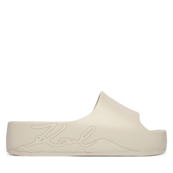 Klapki KARL LAGERFELD. Białe klapki KARL LAGERFELD, bez wzorów, bez obcasa. Za 421.99 zł.