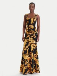 Versace Jeans Couture Sukienka codzienna 80HAO970 JS550 Czarny Slim Fit. Czarne sukienki Versace Jeans Couture, na co dzień, bez wzorów, z bawełny, bez kołnierzyka, bez ramiączek, proste. Za 1,809.00 zł.