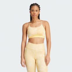Biustonosz Aeroreact Training Essentials Light Support Tie-Dye Flower-Print. Brązowe bielizna sportowa Adidas, l, bez wzorów, z materiału. Za 179.00 zł.