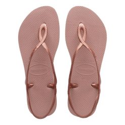 Japonki plażowe damskie Havaianas Luna. Czerwone klapki Havaianas, bez wzorów, z gumy, bez obcasa. Za 109.99 zł.