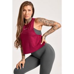 Tank Top fitness damski Gym Glamour fitness damski Gym Glamour sport. Czerwone koszulki sportowe GYM GLAMOUR, bez wzorów, bez ramiączek, na fitness i siłownię. Za 89.99 zł.