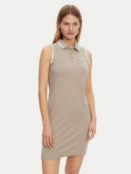Guess Sukienka codzienna V5GK04 KCOK1 Khaki Regular Fit. Brązowe sukienki Guess, na co dzień, l, z aplikacjami, z bawełny, bez kołnierzyka, bez ramiączek, proste. Za 179.99 zł.