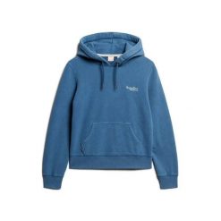 Bluza z logo dla kobiet Superdry Essential. Niebieskie bluzy Superdry, bez wzorów, z kapturem. Za 349.55 zł.