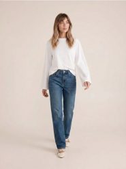Jeansy straight comfort z efektem sprania - granatowy. Niebieskie jeansy Sinsay, l, bez wzorów. Za 69.99 zł.
