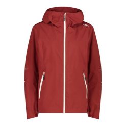 Kurtka przeciwdeszczowa z odpinanym kapturem damska CMP. Czerwone kurtki sportowe CMP, bez wzorów, trekkingowe. Za 418.40 zł.