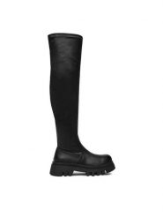DeeZee Kozaki 13226-7 Czarny. Czarne kozaki DeeZee, z materiału, bez obcasa, na płaskiej podeszwie, bez zapięcia. Za 259.99 zł.