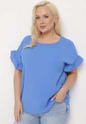 Niebieska Bluzka z Wiskozą o Klasycznym Kroju Vlaniella. Niebieskie bluzki Born2be, xl, bez wzorów, z jeansu, biznesowe, bez kołnierzyka, bez ramiączek. W wyprzedaży za 38.24 zł.
