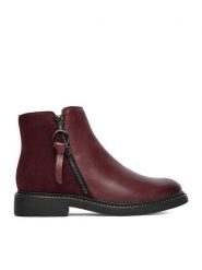 Lasocki Botki CEO-RST-56007-13 Bordowy. Czerwone botki Lasocki, bez wzorów, ze skóry, bez obcasa, na płaskiej podeszwie, bez zapięcia. Za 259.99 zł.
