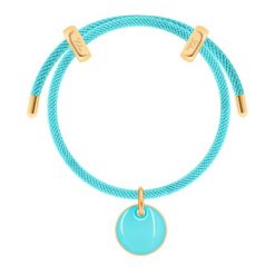 Bransoletka Liana, pozłacana w kolorze turkusowym z medalikiem z turkusową emalią. Niebieskie bransoletki Lilou, pozłacane. Za 278.00 zł.