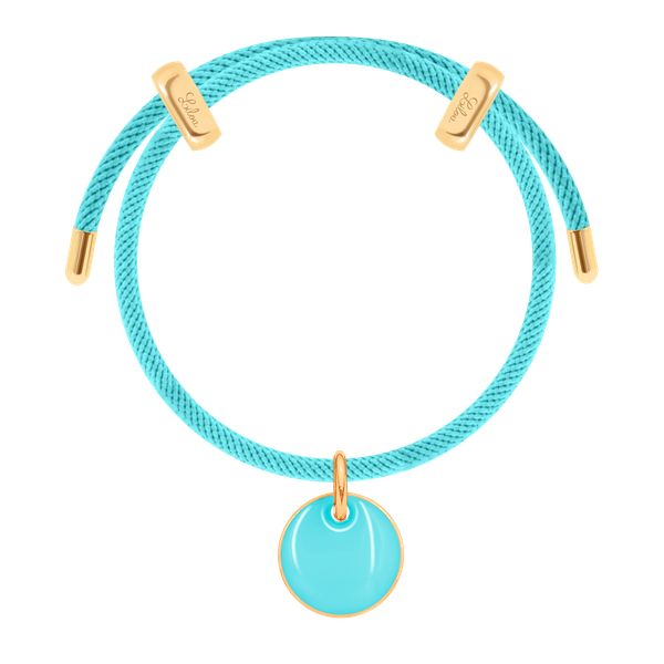 Bransoletka Liana, pozłacana w kolorze turkusowym z medalikiem z turkusową emalią. Niebieskie bransoletki Lilou, pozłacane. Za 278.00 zł.