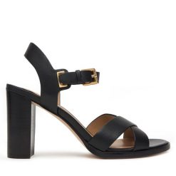 Sandały LAUREN RALPH LAUREN. Czarne sandały Lauren Ralph Lauren, bez wzorów, bez obcasa, na słupku, bez zapięcia. Za 769.99 zł.