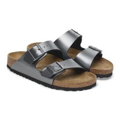 BIRKENSTOCK ARIZONA BF Klapki damskie. Szare klapki Birkenstock, bez wzorów, z materiału, bez obcasa. Za 349.99 zł.