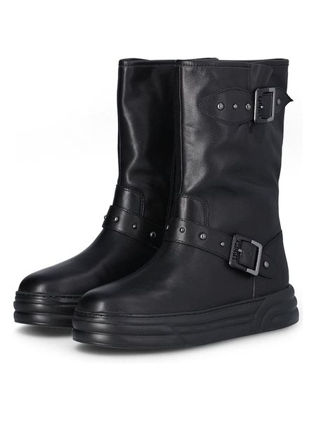 Liu Jo Skórzane botki w kolorze czarnym rozmiar: 39. Czarne botki Liu Jo, bez wzorów, bez obcasa, bez zapięcia. Za 418.26 zł.