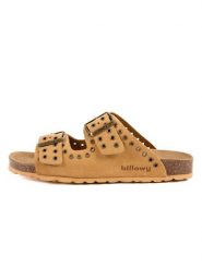 Billowy Skórzane klapki w kolorze brązowym rozmiar: 36. Brązowe klapki Billowy, bez wzorów, z otwartym noskiem, bez obcasa. Za 165.99 zł.