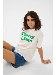 Kaffe Koszulka w kolorze kremowo-zielonym rozmiar: XS. Brązowe bluzki Kaffe, xs, bez wzorów, z bawełny, bez kołnierzyka, bez ramiączek. Za 78.99 zł.