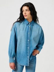 Wrangler Koszula dżinsowa w kolorze błękitnym rozmiar: M. Niebieskie koszule Wrangler, m, bez wzorów, z bawełny, bez kołnierzyka, bez ramiączek. Za 145.26 zł.