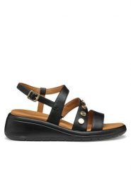 Geox Sandały D Meliconia D550EF 000BC C9999 Czarny. Czarne sandały Geox, bez wzorów, ze skóry, bez obcasa, na koturnie, bez zapięcia. Za 339.99 zł.