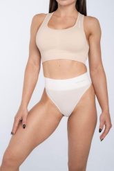 Stringi high waist. Białe stringi GYM GLAMOUR, bez wzorów, z koronki. Za 39.99 zł.