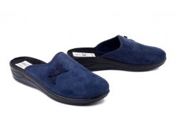 METEOR 710 Julianna granat, kapcie damskie. Niebieskie obuwie domowe Meteor, bez wzorów, bez zapięcia. Za 50.99 zł.