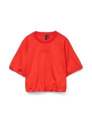 Vero Moda Koszulka w kolorze czerwonym rozmiar: M. Czerwone bluzki Vero Moda, m, bez wzorów, z bawełny, bez kołnierzyka, bez ramiączek. Za 61.60 zł.