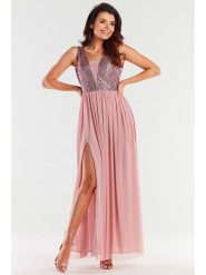 Awama Sukienka w kolorze jasnoróżowym rozmiar: XL. Różowe sukienki Awama, na co dzień, xl, bez wzorów, bez kołnierzyka, bez ramiączek, maxi, proste. Za 279.99 zł.