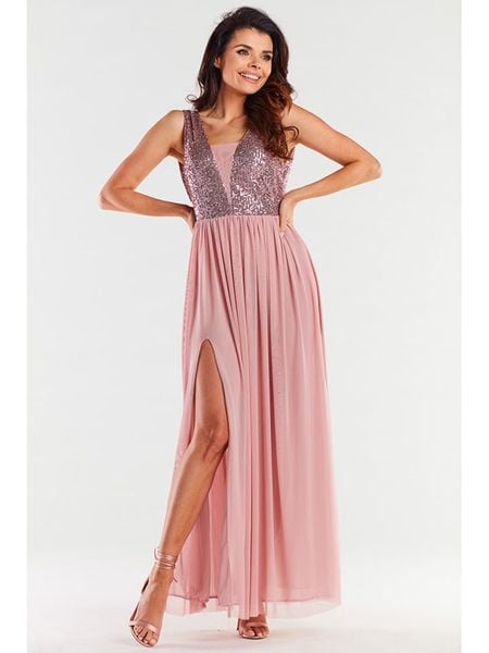 Awama Sukienka w kolorze jasnoróżowym rozmiar: XL. Różowe sukienki Awama, na co dzień, xl, bez wzorów, bez kołnierzyka, bez ramiączek, maxi, proste. Za 279.99 zł.