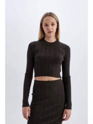 DeFacto Sweter w kolorze antracytowym rozmiar: XS. Czarne swetry DeFacto, xs, bez wzorów, prążkowane, bez ramiączek. Za 126.99 zł.