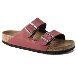 Klapki damskie Birkenstock Arizona BS Birko-flor. Czerwone klapki Birkenstock, bez wzorów, z materiału, bez obcasa. Za 287.00 zł.