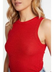 Rich & Royal Top w kolorze czerwonym rozmiar: XL. Czerwone topy Rich & Royal, xl, bez wzorów, prążkowane, bez kołnierzyka, bez ramiączek. Za 105.45 zł.