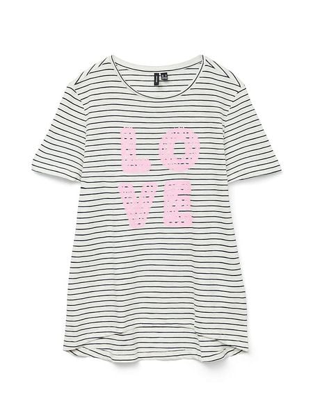 Vero Moda Koszulka "Simone" w kolorze białym rozmiar: L. Białe bluzki Vero Moda, l, bez wzorów, z bawełny, bez kołnierzyka, bez ramiączek. Za 52.42 zł.