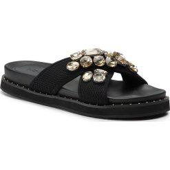 Klapki KAZAR - Camiri 32569-TK-52 Black/Gold. Czarne klapki Kazar, bez wzorów, z materiału, bez obcasa. W wyprzedaży za 309.00 zł.