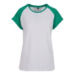 T-shirt Damski Kontrastowy Raglanowy. Białe t-shirty Urban Classics, l, bez wzorów, bez kołnierzyka, bez ramiączek. Za 55.99 zł.