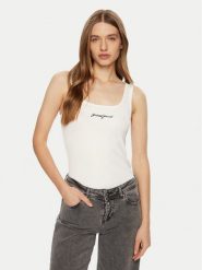Guess Top W5RP48 KA0H1 Biały Regular Fit. Białe topy Guess, xl, z aplikacjami, z bawełny, bez kołnierzyka, bez ramiączek. Za 77.00 zł.