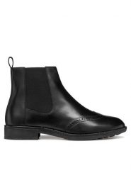 Geox Sztyblety D Jaylon 2 D56QAA 043NH C9999 Czarny. Czarne botki Geox, bez wzorów, ze skóry, bez obcasa, na płaskiej podeszwie, bez zapięcia. Za 499.99 zł.