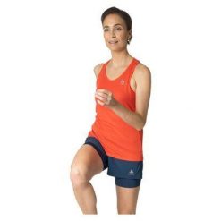 Koszulka tech. damska bez rękawów Odlo Tank crew neck ESSENTIAL. Brązowe koszulki sportowe Odlo, bez wzorów, bez ramiączek. Za 127.85 zł.