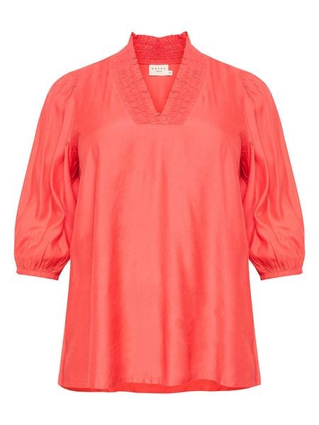 KAFFE curve Bluzka w kolorze czerwonym rozmiar: 48. Czerwone bluzki KAFFE curve, s, bez wzorów, z wiskozy, klasyczne, bez kołnierzyka, bez ramiączek. Za 165.99 zł.