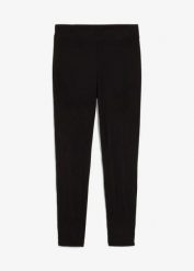 Legginsy ocieplane, z prążkowanej tkaniny termicznej. Szare legginsy bonprix, bez wzorów, prążkowane, z podwyższonym stanem. Za 64.99 zł.
