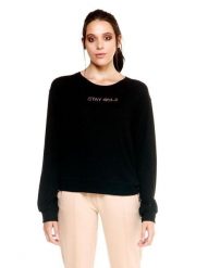 Damska bluza z okrągłym dekoltem Winter Chic Boxing Leone. Czarne bluzy LEONE 1947 APPAREL, l, bez wzorów, z materiału, z kapturem. Za 147.31 zł.