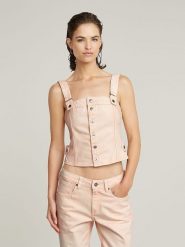 G-Star Top w kolorze pomarańczowym rozmiar: XS. Pomarańczowe topy G-Star, xs, bez wzorów, z bawełny, bez kołnierzyka, bez ramiączek. Za 237.45 zł.